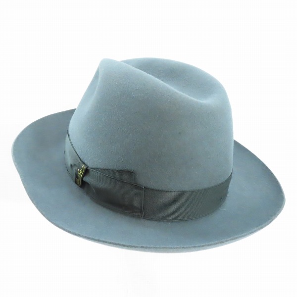 実際に弊社で買取させて頂いたBorsalino/ボルサリーノ リボン 兎毛 フェルト ハット グレー/57の画像 2枚目