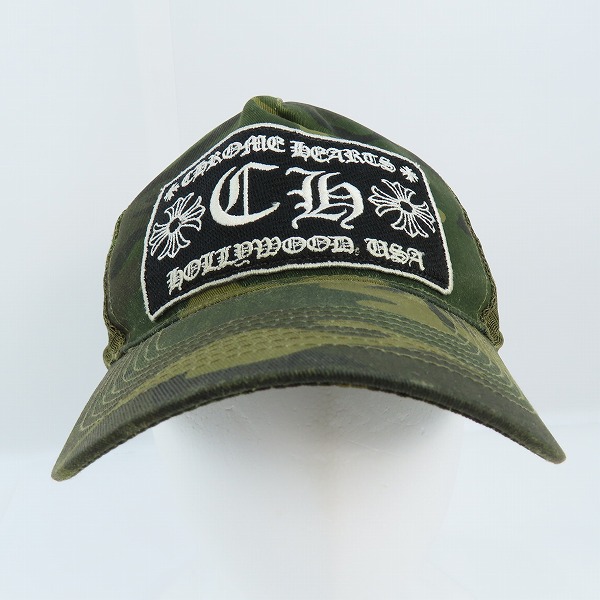 実際に弊社で買取させて頂いたCHROME HEARTS/クロムハーツ TRUCKER CAP/カモフラ/迷彩 CHクロスボタン トラッカー メッシュキャップ/4の画像 1枚目