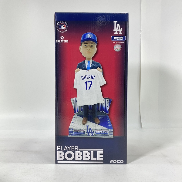 実際に弊社で買取させて頂いたFOCO PLAYER BOBBLE ボブルヘッド ロサンゼルス・ドジャース 大谷翔平 入団記者会見 首振り フィギュア