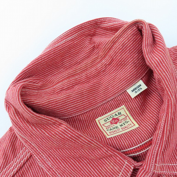 実際に弊社で買取させて頂いたSUGAR CANE/シュガーケーン ワークシャツ レッド SC25511/Mの画像 6枚目