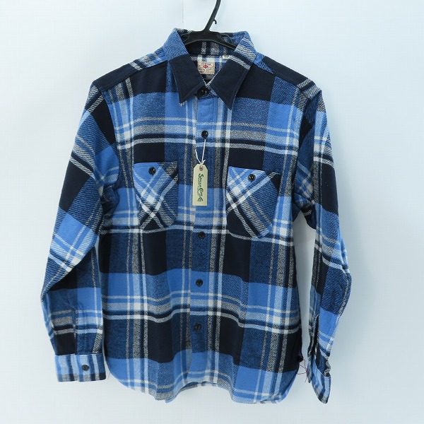 実際に弊社で買取させて頂いた【未使用】 SUGAR CANE/シュガーケーン TWILL CHECK WORK SHIRT/ツイルチェック ワークシャツ/ネルシャツ ブルー SC28740/M