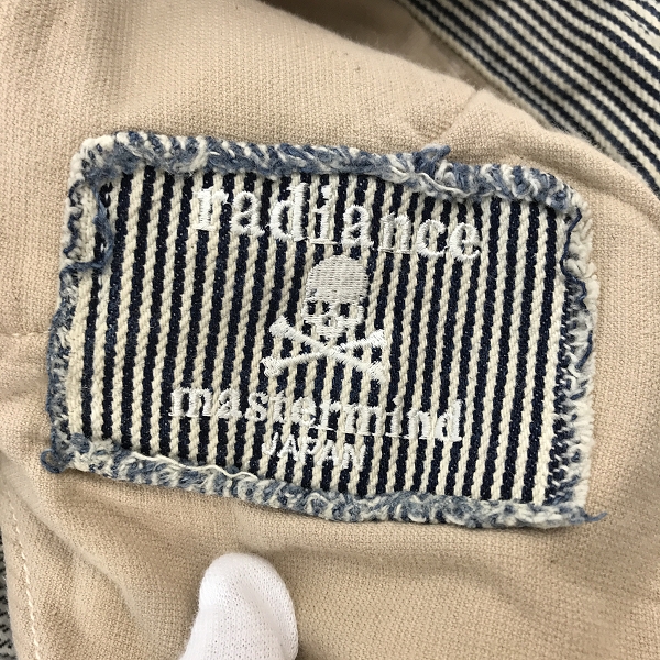 実際に弊社で買取させて頂いたmastermind JAPAN/マスターマインドジャパン radiance期 金ラメ織り込み ヒッコリー柄ペインターパンツ MY-PA07-02/Mの画像 2枚目