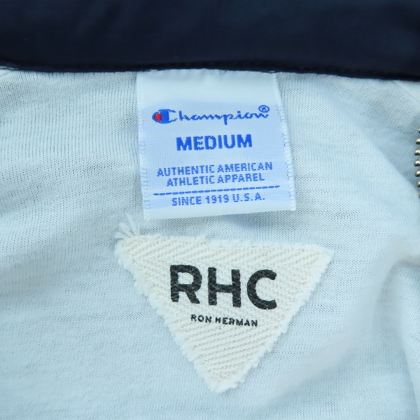 実際に弊社で買取させて頂いたRHC Ron Herman×Champion/ロンハーマン×チャンピオン ナイロンジャケット ネイビー C8-K607Mの画像 3枚目