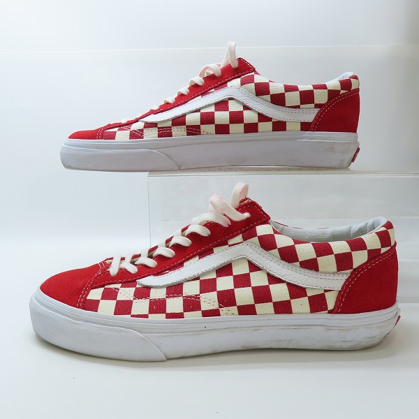 実際に弊社で買取させて頂いたVANS バンズ OFF THE WALL/オフ ザ ウォール ブロックチェック ローカットスニーカー レッド T375/8の画像 3枚目