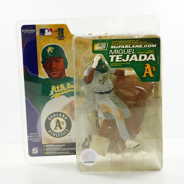 実際に弊社で買取させて頂いた【未開封】McFARLANE TOYS/マクファーレントイズ オークランド・アスレチックス #4 MIGUEL TEJADA ミゲル・テハダ フィギュア