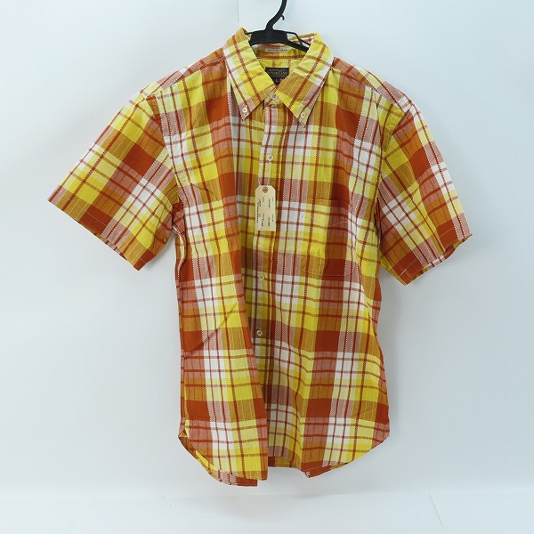 実際に弊社で買取させて頂いた【未使用】 SUGAR CANE/シュガーケーン チェック柄 半袖 ボタン シャツ オレンジ SC22461/L