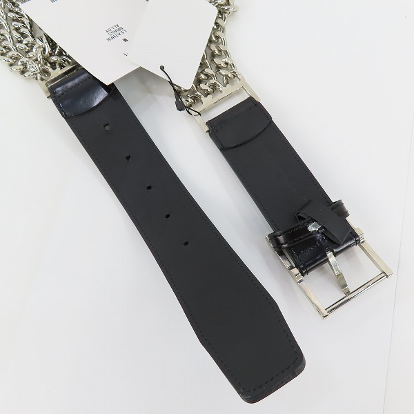 実際に弊社で買取させて頂いた【未使用】mastermind JAPAN/マスターマインドジャパン 喜平チェーン ロゴ刺繍 レザーベルト MC2-BE08-1/Mの画像 2枚目