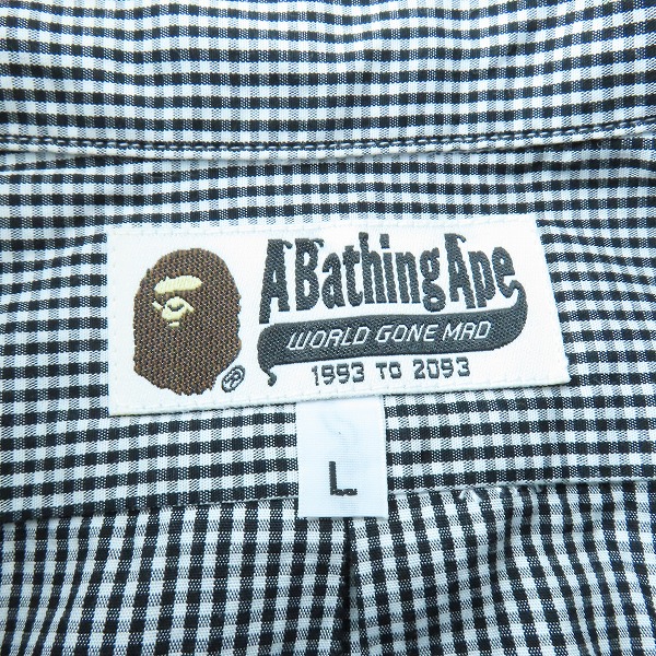 実際に弊社で買取させて頂いたA BATHING APE/アベイシングエイプ ギンガムチェック ボタンダウンシャツ/Lの画像 2枚目