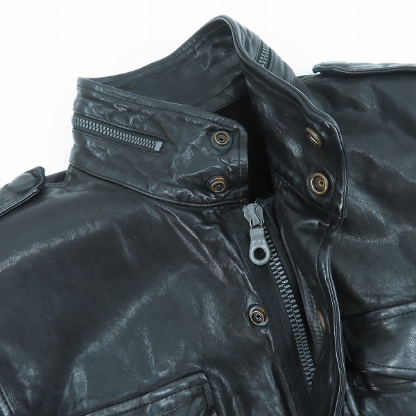 実際に弊社で買取させて頂いたBACKLASH/バックラッシュ イタリアショルダー製品染めM65レザージャケット/1254-09/Mの画像 2枚目
