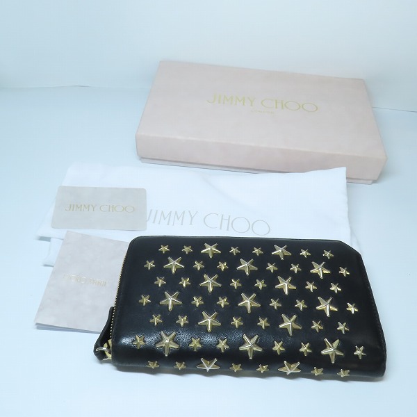 実際に弊社で買取させて頂いたJIMMY CHOO/ジミーチュウ CARNABY/カーナビー スタースタッズ ラウンドジップ ウォレットの画像 8枚目