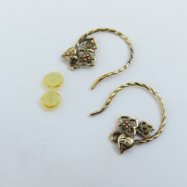 実際に弊社で買取させて頂いた【ギャラ付き】KONRON/コンロン アリスインワンダーランド ハートローズピアスw/レッドダイヤモンドの画像 4枚目