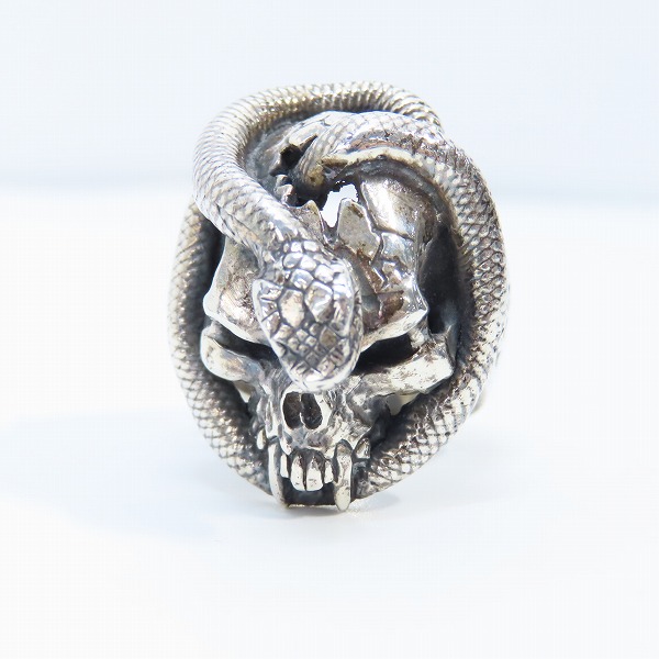 実際に弊社で買取させて頂いたCRAZY PIG DESIGNS/クレイジーピッグ スカル＆スネークリング/18.5-19.5号の画像 1枚目