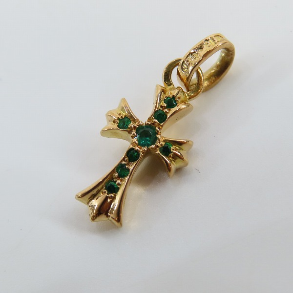 実際に弊社で買取させて頂いた（2）CHROME HEARTS/クロムハーツ 22K BABY FAT/ベビーファットクロス チャーム ｗ/エメラルド