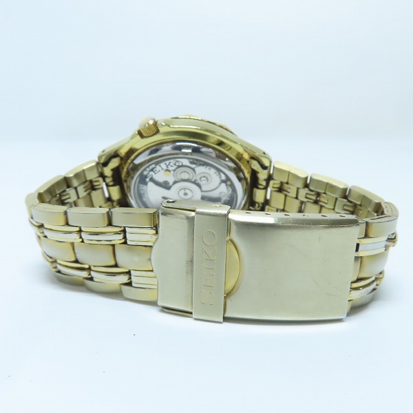 実際に弊社で買取させて頂いたSEIKO/セイコー 5 SPORTS/5スポーツ AUTOMATIC 黒文字盤 ゴールド 腕時計 7S26-01G0の画像 2枚目
