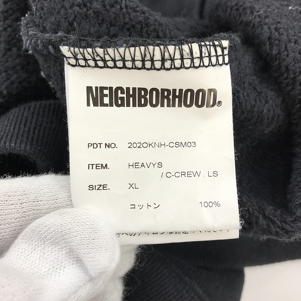 実際に弊社で買取させて頂いたNEIGHBOR HOOD/ネイバーフッド 20AW HEAVYS C-CREW.LS ヘビーウェイト クルーネックスウェット 202OKNH-CSM03/XLの画像 3枚目