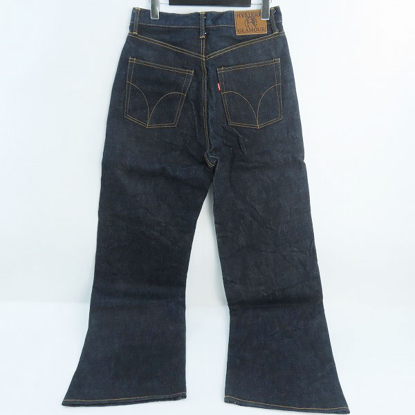 実際に弊社で買取させて頂いたHYSTERIC GLAMOUR/ヒステリックグラマー リジットデニム ストレートバギーパンツ スタッズ付き 02223AP01/W29L32の画像 1枚目