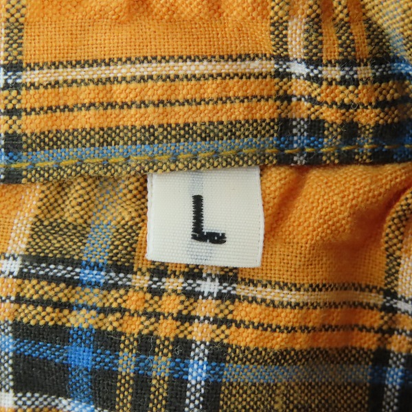 実際に弊社で買取させて頂いた【未使用】 SUGAR CANE/シュガーケーン シワ加工 チェック柄 半袖 ボタン シャツ オレンジ SC34632/Lの画像 3枚目