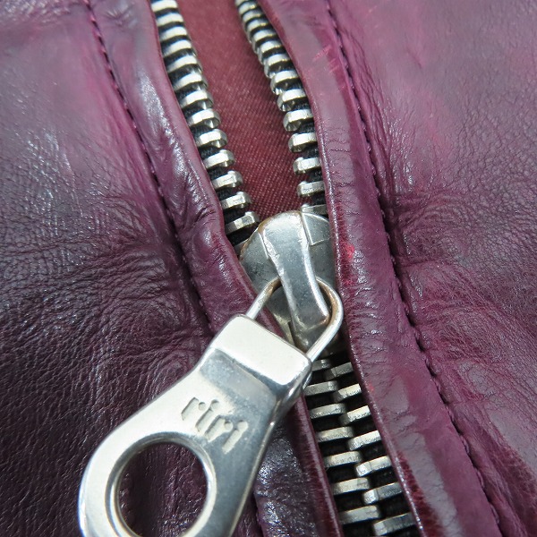 実際に弊社で買取させて頂いたISAMU KATAYAMA BACKLASH/バックラッシュ FLEET WOOD ジャパンカーフタンニン製品染め レザージャケット 1498-02/2の画像 5枚目