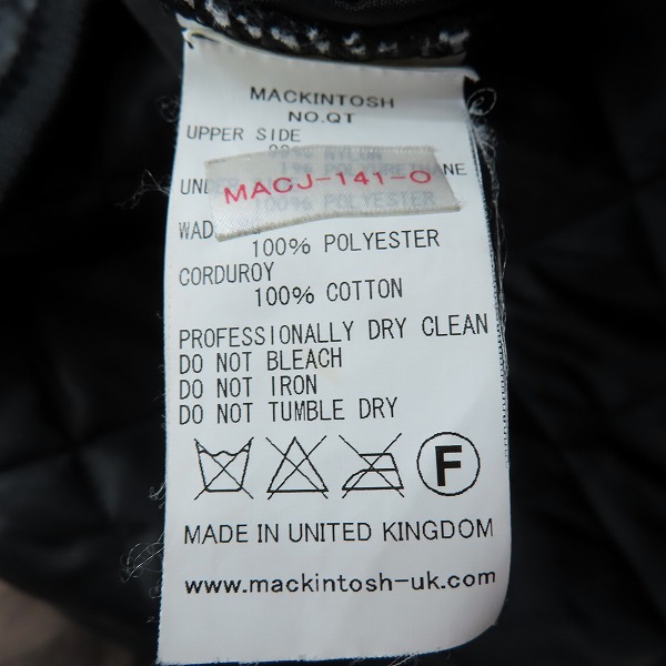 実際に弊社で買取させて頂いたMACKINTOSH/マッキントッシュ キルティングジャケット MACJ-141-O/38の画像 3枚目