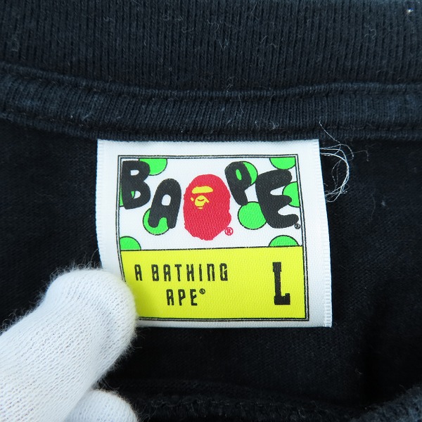 実際に弊社で買取させて頂いたA BATHING APE/アベイシングエイプ サルカモ シャーク ジップ/ZIP プリント コットン 半袖Tシャツ ブラック Lの画像 2枚目