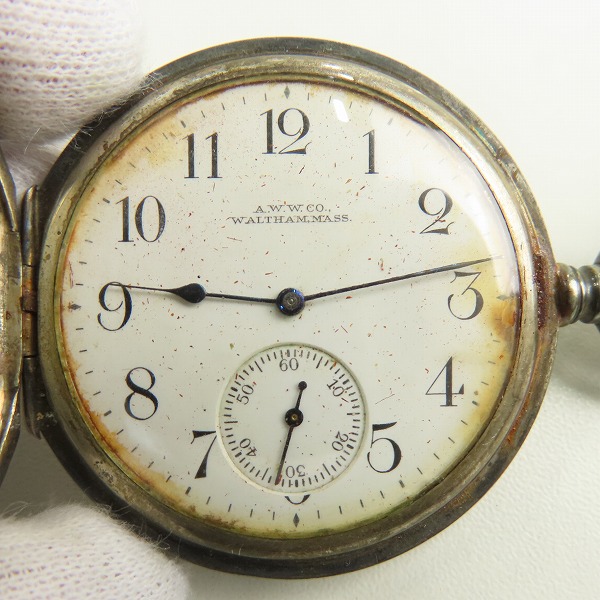 実際に弊社で買取させて頂いた【ジャンク】A.W.W.Co WALTHAM MASS/ウォルサム ヴィンテージ懐中時計 SILVER925ケースの画像 1枚目
