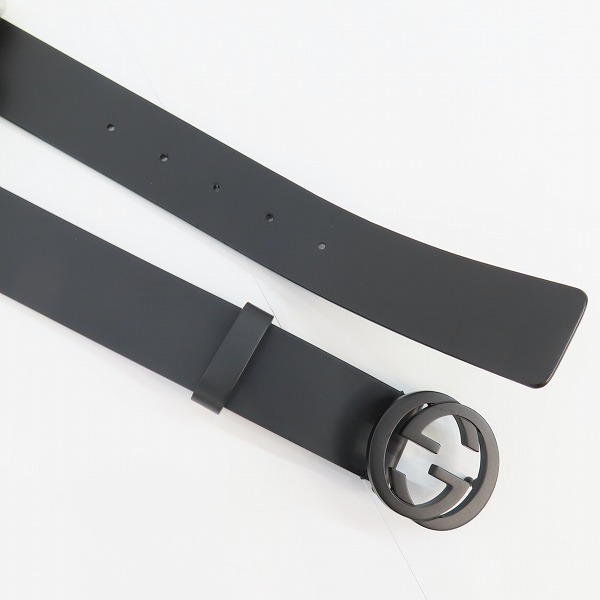 実際に弊社で買取させて頂いたGUCCI/グッチ インターロッキングGバックル レザーベルト 368186 BGH0V 105・42の画像 4枚目