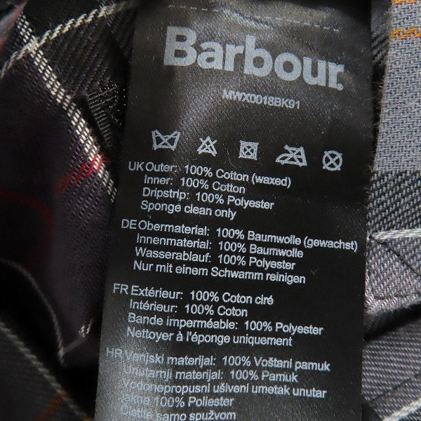 実際に弊社で買取させて頂いたBarbour/バブアー BEDALE WAX JACKET ビデイルワックスジャケット MWX0018BK9140/40の画像 6枚目