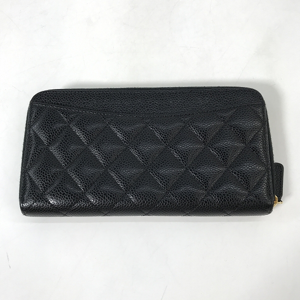 実際に弊社で買取させて頂いたCHANEL/シャネル ココマーク マトラッセ キャビアスキン ラウンドファスナー 長財布の画像 1枚目