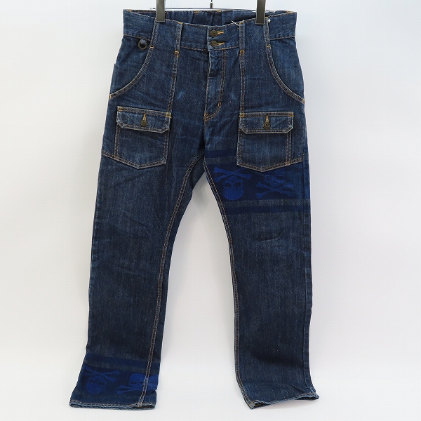 実際に弊社で買取させて頂いたmastermind JAPAN/マスターマインド 11AW/mindblow期 ブルースカル刺繍 ダブルウエスト ブッシュパンツ MZ-PA03-00-1/M