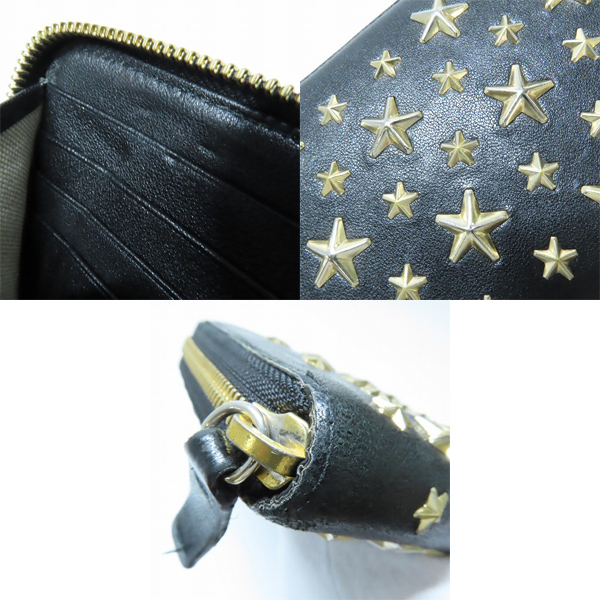 実際に弊社で買取させて頂いたJIMMY CHOO/ジミーチュウ CARNABY/カーナビー スタースタッズ ラウンドジップ ウォレットの画像 6枚目