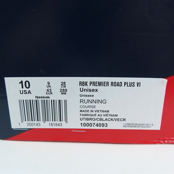 実際に弊社で買取させて頂いた【未使用】Reebok/リーボック PREMIER ROAD PLUS VI/プレミア ロード プラス VI スニーカー/シューズ 100074093/28の画像 8枚目