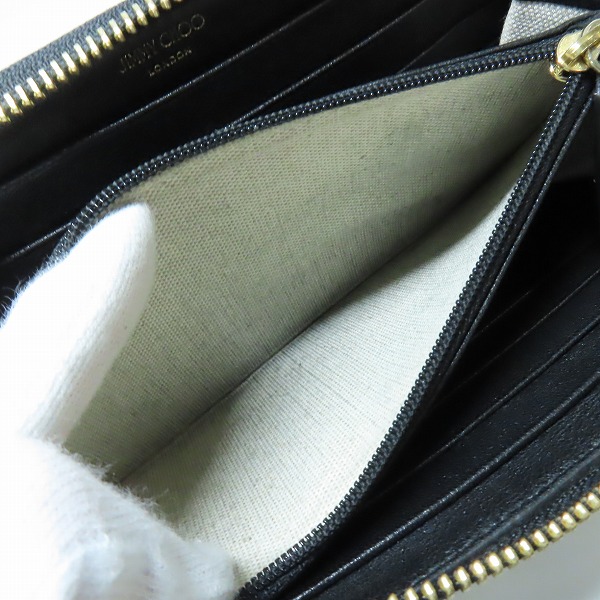 実際に弊社で買取させて頂いたJIMMY CHOO/ジミーチュウ CARNABY/カーナビー スタースタッズ ラウンドジップ ウォレットの画像 4枚目
