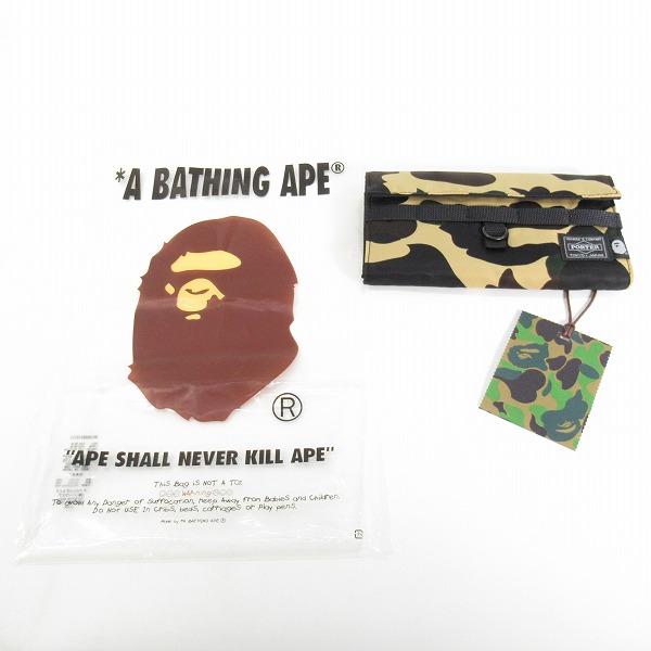 実際に弊社で買取させて頂いた【未使用】A BATHING APE ×PORTER/アベイシングエイプ×ポーター 1ST CAMO LONG WALLET ロングウォレット 001GDG831972Xの画像 7枚目