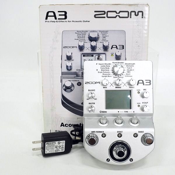実際に弊社で買取させて頂いたZOOM/ズーム A3 Pre-Amp & Effects for Acoustic Guitar アコースティックギター用プリアンプ エフェクター/動作確認済