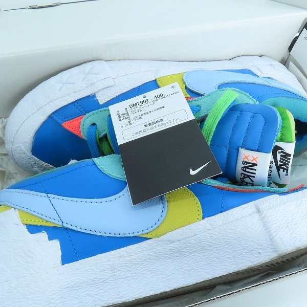 実際に弊社で買取させて頂いたNIKE×KAWS×sacai/ナイキ×カウズ×サカイ BLAZER LOW Neptune Blue/ネプチューン ブルー DM7901-400/26.5の画像 8枚目