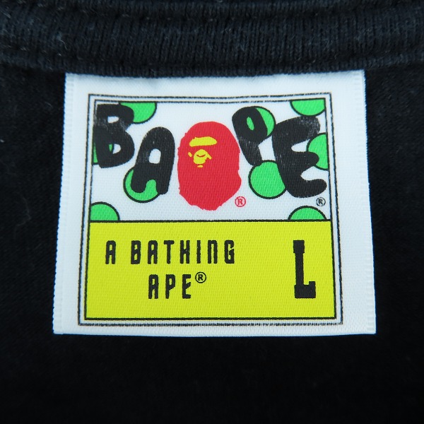 実際に弊社で買取させて頂いたA BATHING APE/アベイシングエイプ ピンクサルカモ シャーク ジップ/ZIP プリント コットン 半袖Tシャツ ブラック Lの画像 2枚目