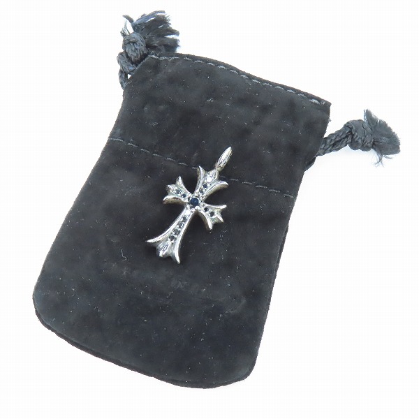 実際に弊社で買取させて頂いたCHROME HEARTS/クロムハーツ タイニーファットクロスペンダント パヴェブラックダイヤの画像 6枚目