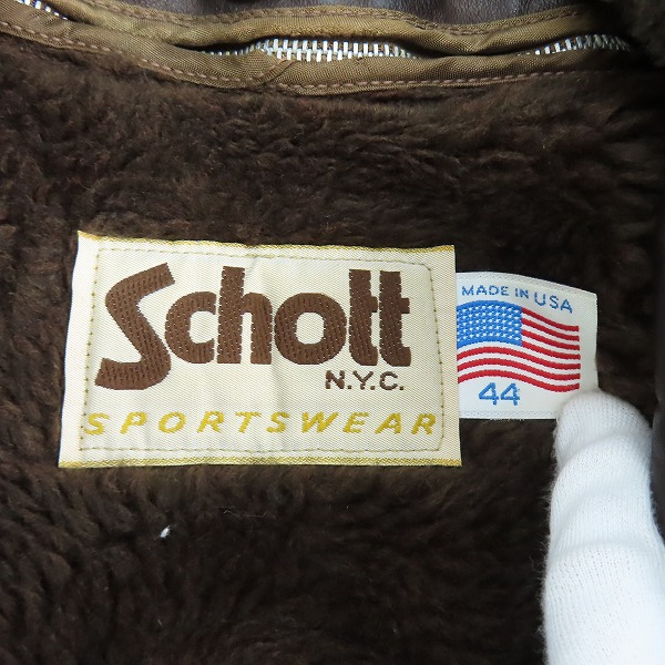 実際に弊社で買取させて頂いたSchott/ショット G-1タイプ ボアライナー付き ミリタリー ジャケット/44の画像 3枚目