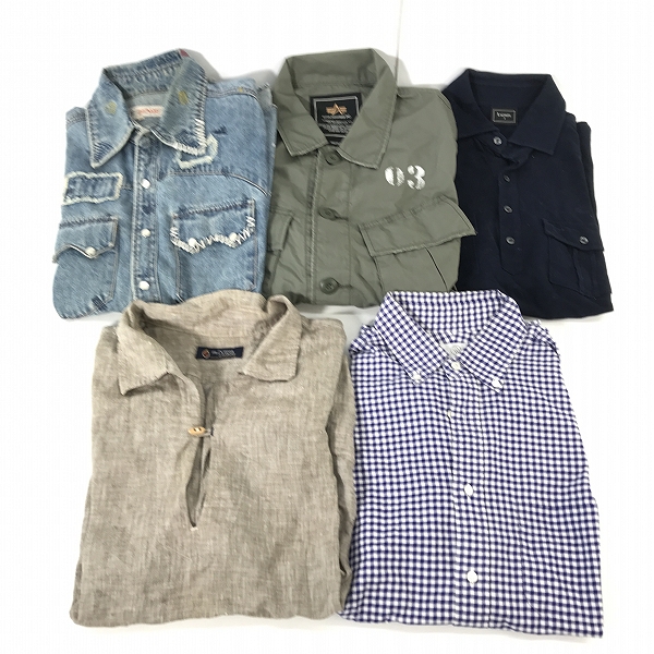 実際に弊社で買取させて頂いた【おまとめ】ビームス/アルファインダストリーズ/ラコステ 等 デニムシャツ/チェックシャツ/ポロシャツ 他