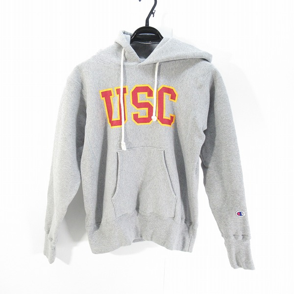 実際に弊社で買取させて頂いたChampion/チャンピオン USC REVERSE WEAVE sweat parka リバースウィーブ スウェット パーカー 赤単タグ 復刻 グレー M