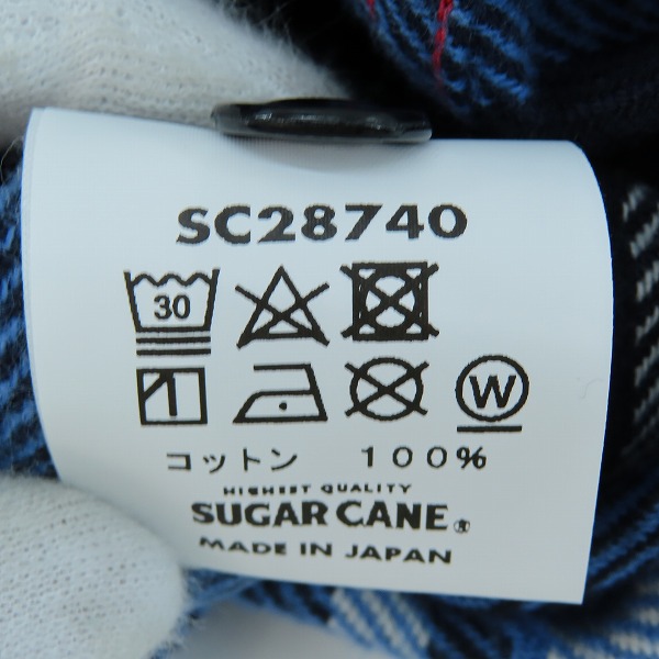 実際に弊社で買取させて頂いた【未使用】 SUGAR CANE/シュガーケーン TWILL CHECK WORK SHIRT/ツイルチェック ワークシャツ/ネルシャツ ブルー SC28740/Lの画像 3枚目