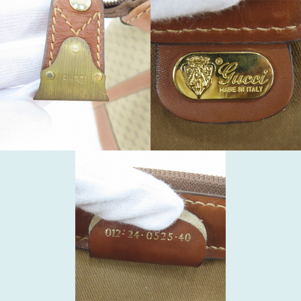 実際に弊社で買取させて頂いたGUCCI/グッチ オールドマイクロGG キャンバス レザー ボストンバッグ 012 24 0525 45の画像 4枚目