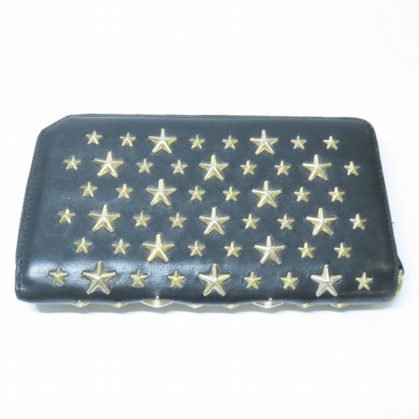 実際に弊社で買取させて頂いたJIMMY CHOO/ジミーチュウ CARNABY/カーナビー スタースタッズ ラウンドジップ ウォレットの画像 1枚目