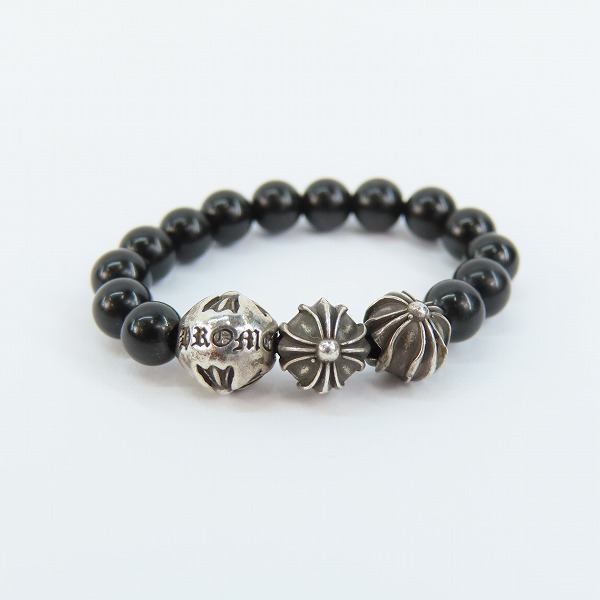 実際に弊社で買取させて頂いたCHROME HEARTS/クロムハーツ 4mm BEADS RING/ブラック ビーズ リング 18号の画像 1枚目