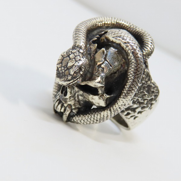 実際に弊社で買取させて頂いたCRAZY PIG DESIGNS/クレイジーピッグ スカル＆スネークリング/18.5-19.5号