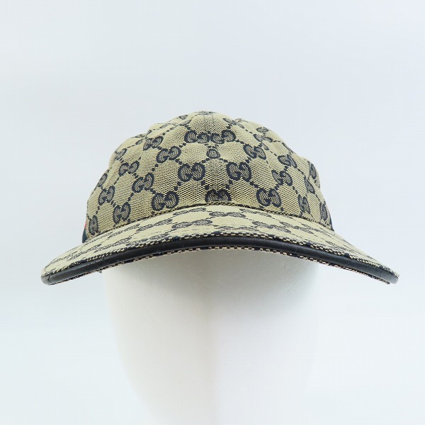 実際に弊社で買取させて頂いたGUCCI/グッチ オリジナルGGキャンバス シェリーライン ベースボールキャップ ベージュ 200035/XLの画像 1枚目