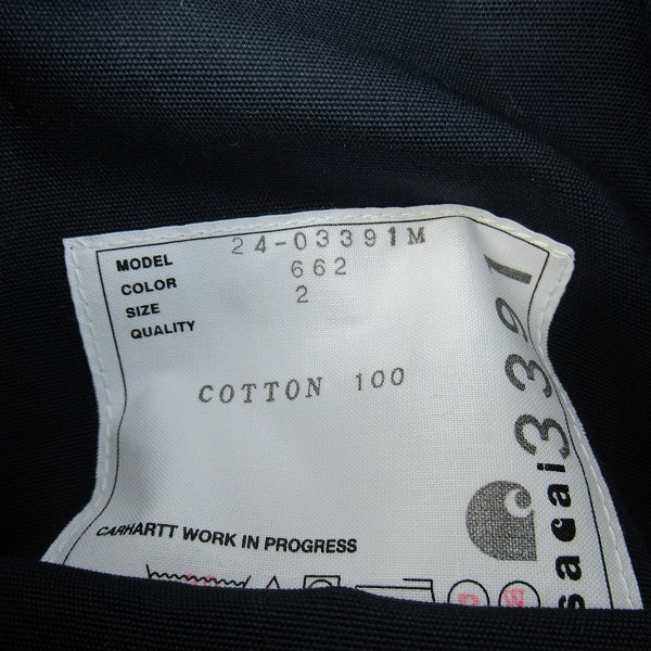 実際に弊社で買取させて頂いたsacai×Carhartt/サカイ×カーハート 24SS WIP Reversible Jacket リバーシブル デトロイトジャケット 24-03391M/2の画像 6枚目