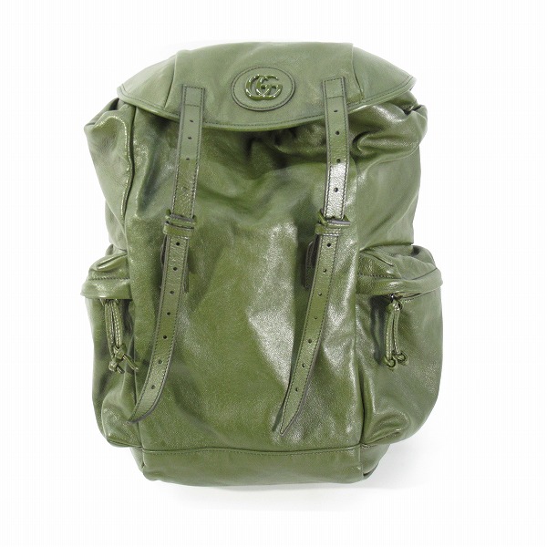 実際に弊社で買取させて頂いたGUCCI/グッチ ダブルG レザー バックパック/リュックサック カーキ 725657