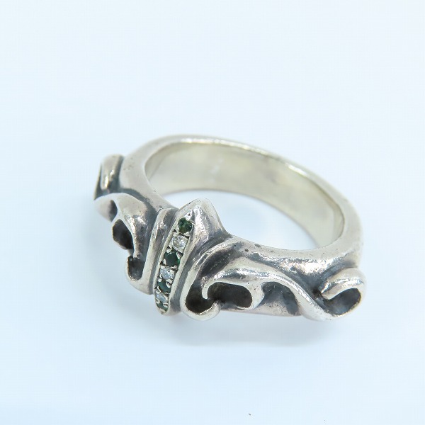 実際に弊社で買取させて頂いたLSD/ラウドスタイルデザイン bloom ブルームリング パヴェダイヤ×グリーンストーン/15号-15.5号