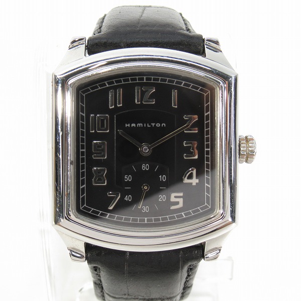 実際に弊社で買取させて頂いたHAMILTON/ハミルトン スモセコ ブラック文字盤 スクエア 腕時計 061132【動作未確認】